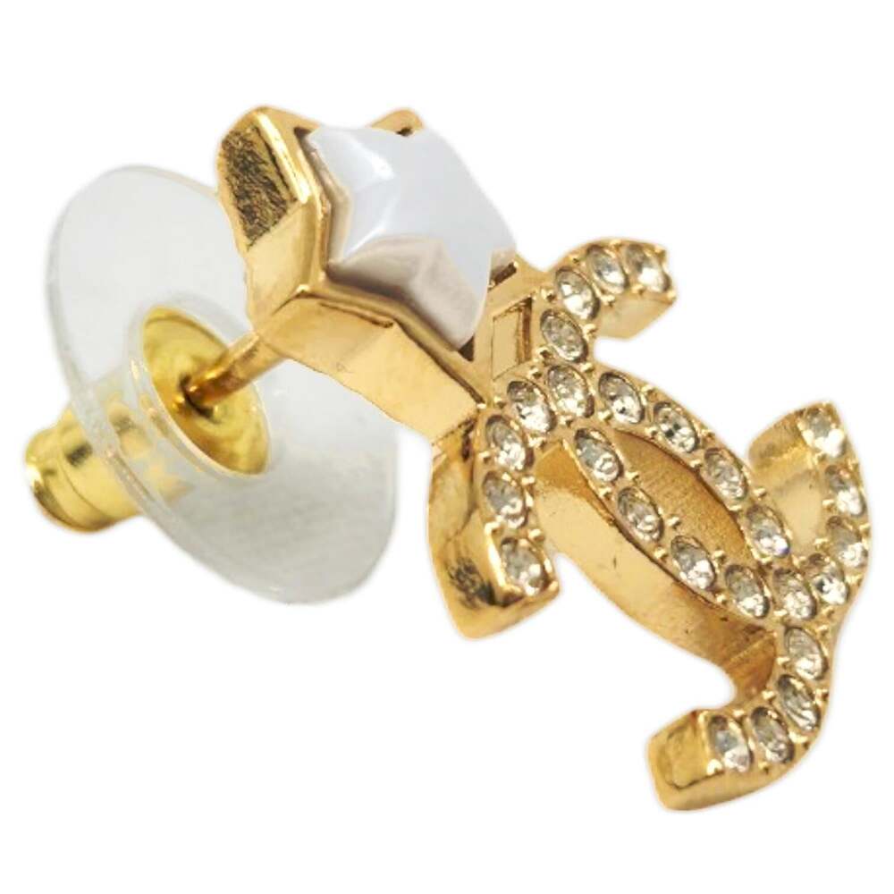 Chanel Cc Logo Star Earrings Gold-Tone #246678C11B - Picture 3 of 7